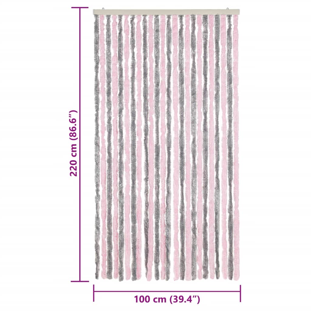 Fly Curtain Silver Grey and Pink 100x220 cm Chenille